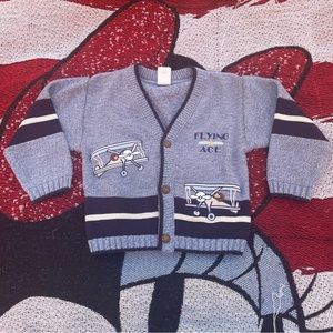 Vintage Blue Flying Ace Kids Cardigan